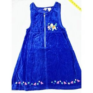 Vintage Disney Winnie the Pooh Velour Jumper Dress Girls 16 Zip Front Y2K